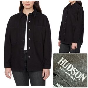 Hudson Oversized Black Denim Utility Shacket Jacket